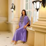 SunWaqi Abaya Rope Embroidery Dress. Purple