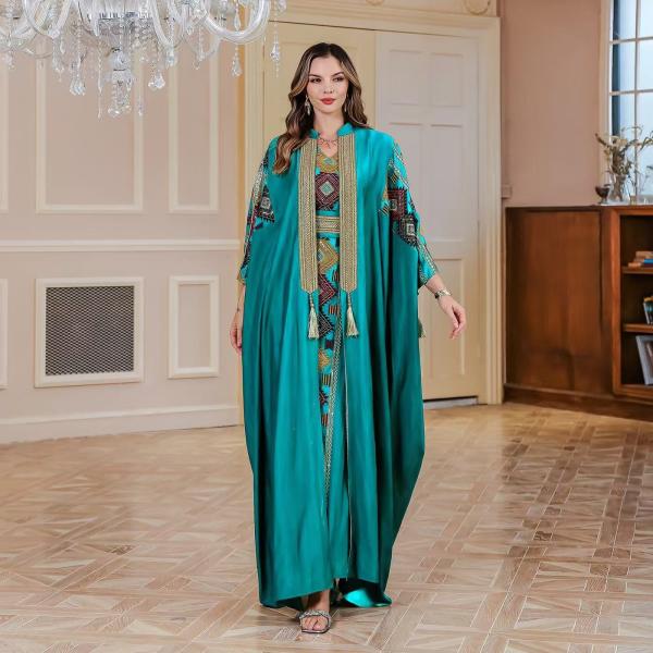 SunWaqi Abaya Light Luxury Evening Dress 2-piece set. Light Blue