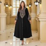 SunWaqi Abaya Rope Embroidery Dress. Black