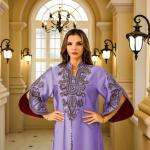 SunWaqi Abaya Rope Embroidery Dress. Purple