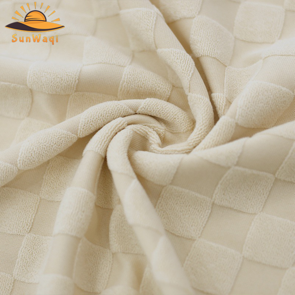 SunWaqi Men's Summer Casual Solid Color Jacquard Drop-Shoulder Extra Wide Loose T-Shirt And Shorts Set. Khaki.