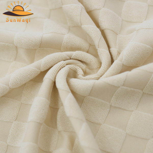 SunWaqi Men's Summer Casual Solid Color Jacquard Drop-Shoulder Extra Wide Loose T-Shirt And Shorts Set. Khaki.