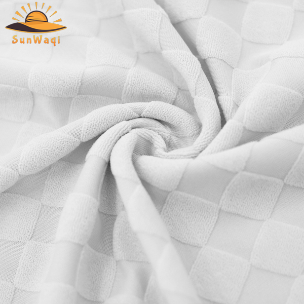 SunWaqi Men's Summer Casual Solid Color Jacquard Drop-Shoulder Extra Wide Loose T-Shirt And Shorts Set. White.