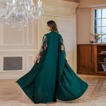 SunWaqi Abaya Light Luxury Evening Dress 2-piece set. Dark Green