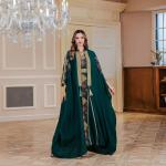 SunWaqi Abaya Light Luxury Evening Dress 2-piece set. Dark Green