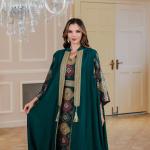 SunWaqi Abaya Light Luxury Evening Dress 2-piece set. Dark Green
