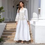 SunWaqi Abaya Embroidered Robe Evening Dress. White