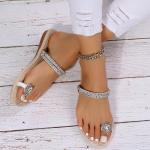 SunWaqi Lady's Diamond Flat Sandals. White Gem