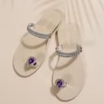 SunWaqi Lady's Diamond Flat Sandals. Purple Gem