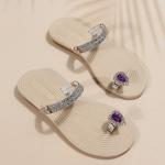 SunWaqi Lady's Diamond Flat Sandals. Purple Gem