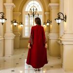SunWaqi Abaya Rope Embroidery Dress. Red